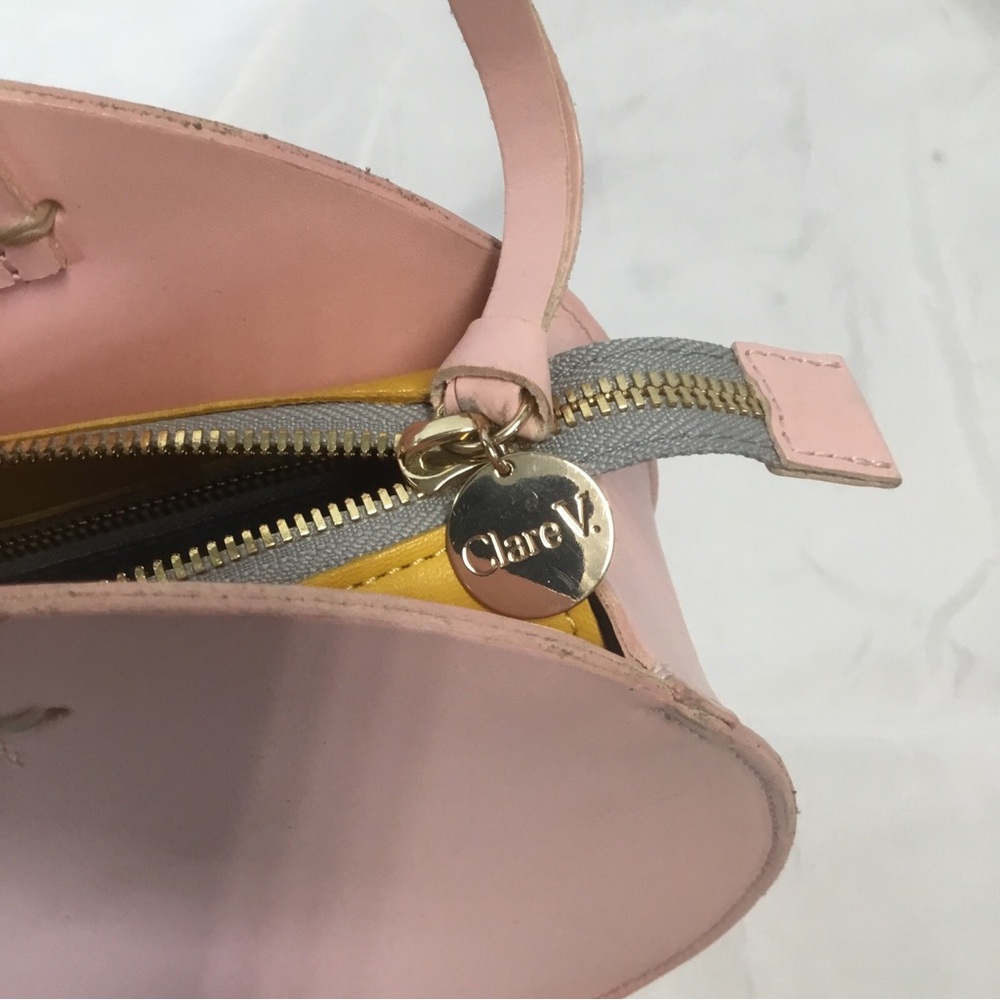 Clare V. Alistair Pink Leather Round Removable Crossbody Gold Zip 9.5” Circle - Picture 9 of 14